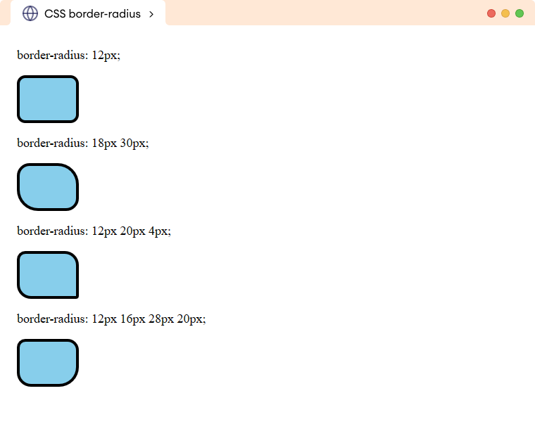 CSS Border Radius Shorthand Example CSS Border Radius Shorthand Example