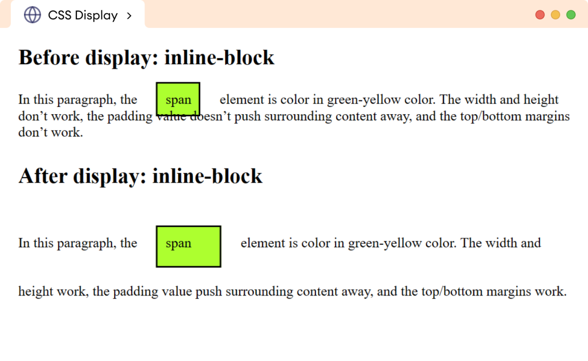 CSS Display Inline Block Example CSS Display Inline Block Example