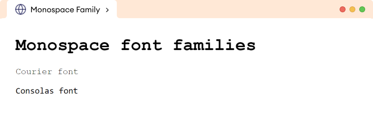 CSS Monospace Font CSS Monospace Font Description