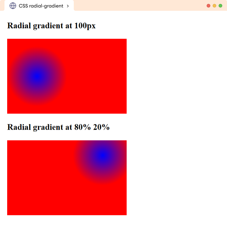 CSS Radial Gradient Position Example CSS Radial Gradient Position Example