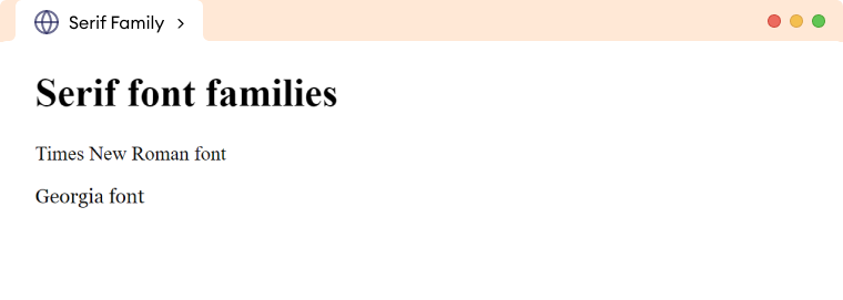 CSS Serif Font CSS Serif Font Description
