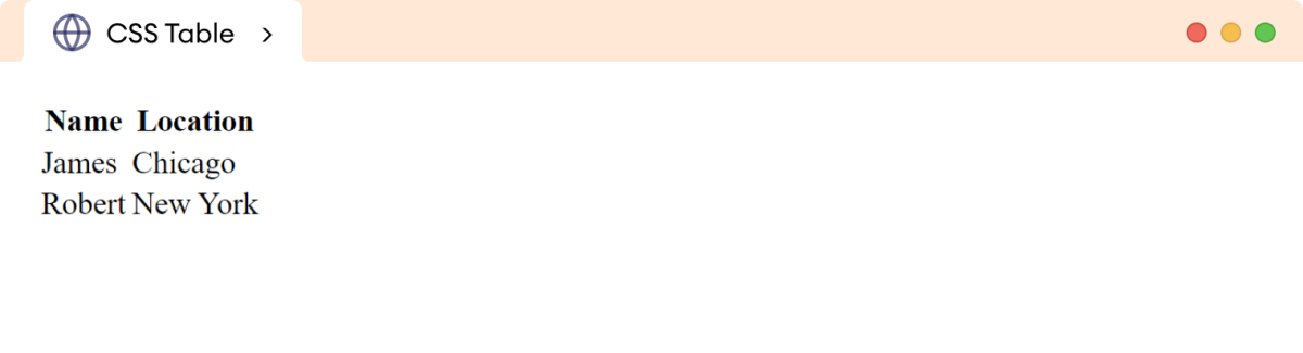 CSS Table Creation Example CSS Table Creation Example