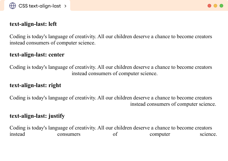 CSS Text Align Last Example CSS Text Align Last Example Description