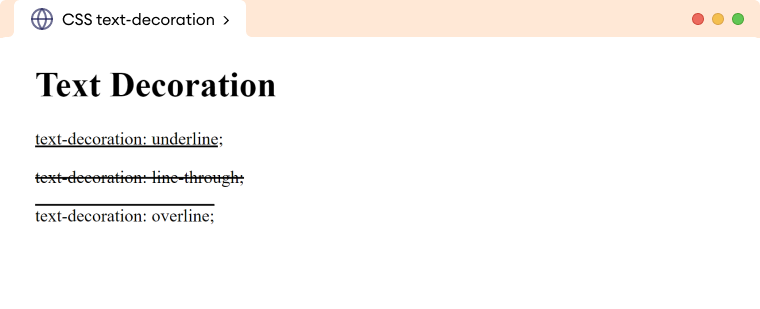 CSS Text Decoration Example CSS Text Decoration Example Description