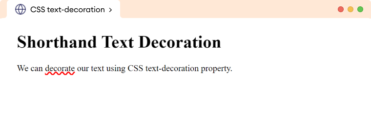 CSS Text Decoration Shorthand CSS Text Decoration Shorthand Description