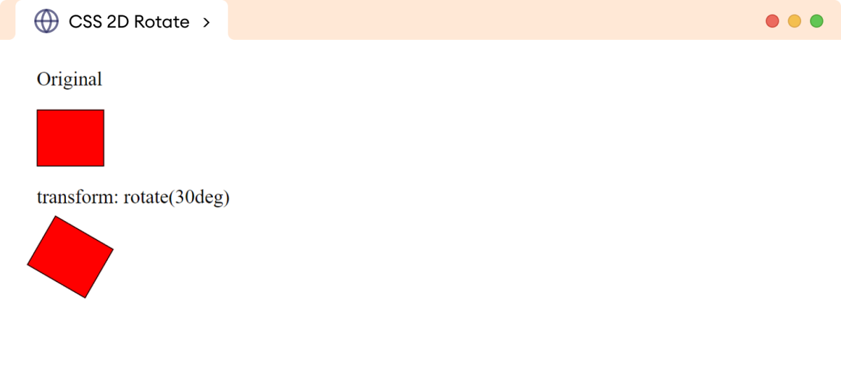 CSS Transform Rotate Example CSS