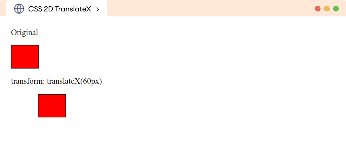 CSS Transform TranslateX Example CSS
