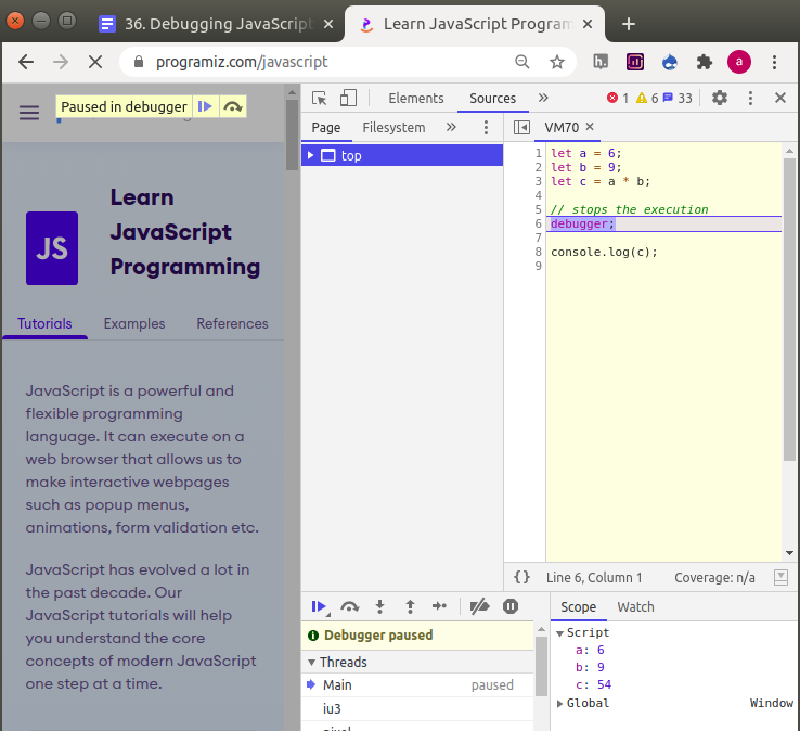 Working of debugger in the browser Working of debugger in the browser