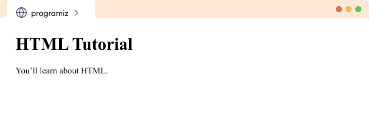 HTML example A simple HTML example