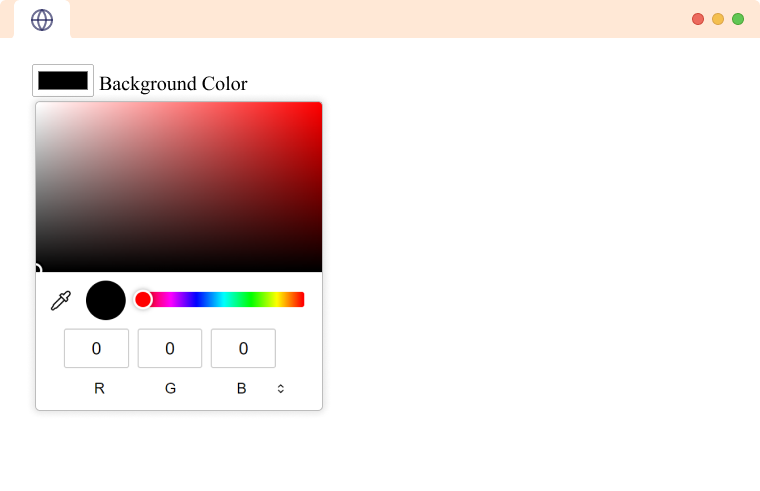 HTML Input type color tag open example An open Input Tag type color