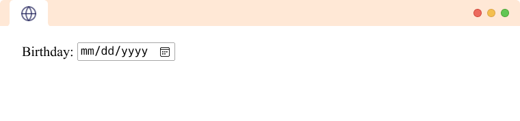 HTML Input type date tag closed example A closed Input Tag type date