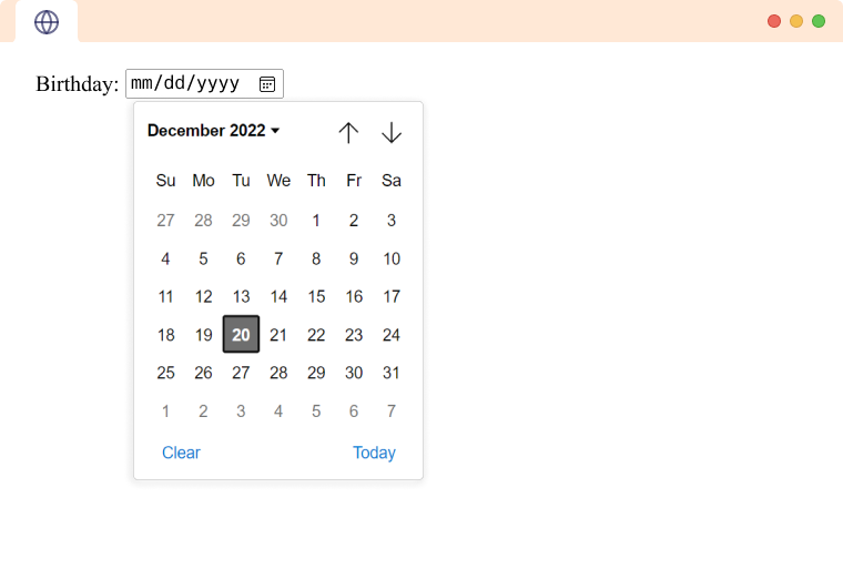 HTML Input type date tag open example A open Input Tag type date
