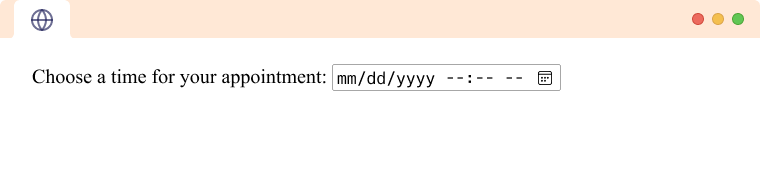 HTML Input type datetime local tag closed example A closed Input Tag type datetime local