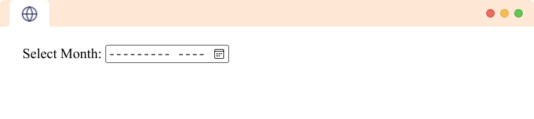 HTML Input type month tag example An Input Tag type month