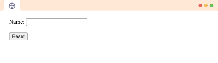 HTML Input type reset tag example An Input Tag type reset