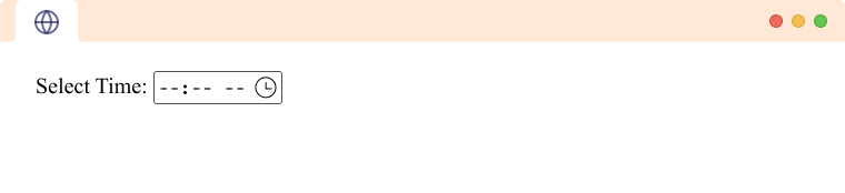 HTML Input type time tag example An Input Tag type time