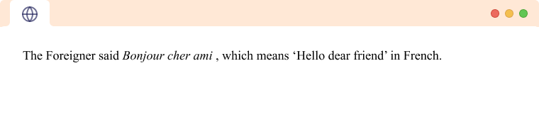 Foreign Text in italics Foreign text in HTML