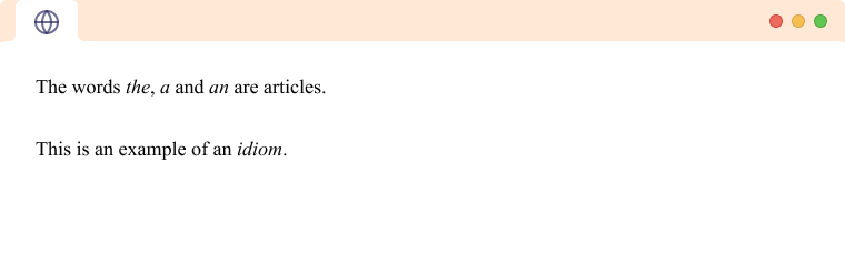 Phrases and Terms in italics Phrases and terms in HTML