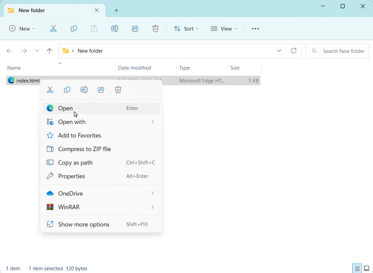 Open file in web browser Open file in web browser