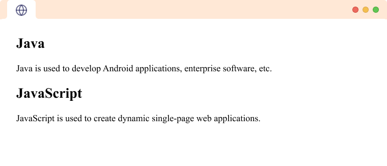 HTML section Example Multiple HTML sections
