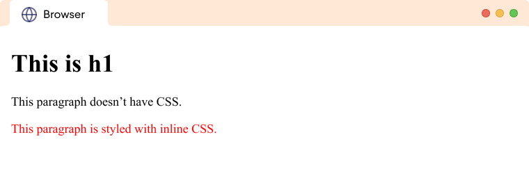Using Inline CSS to style a p element A simple webpage with a heading and two paragraphs.