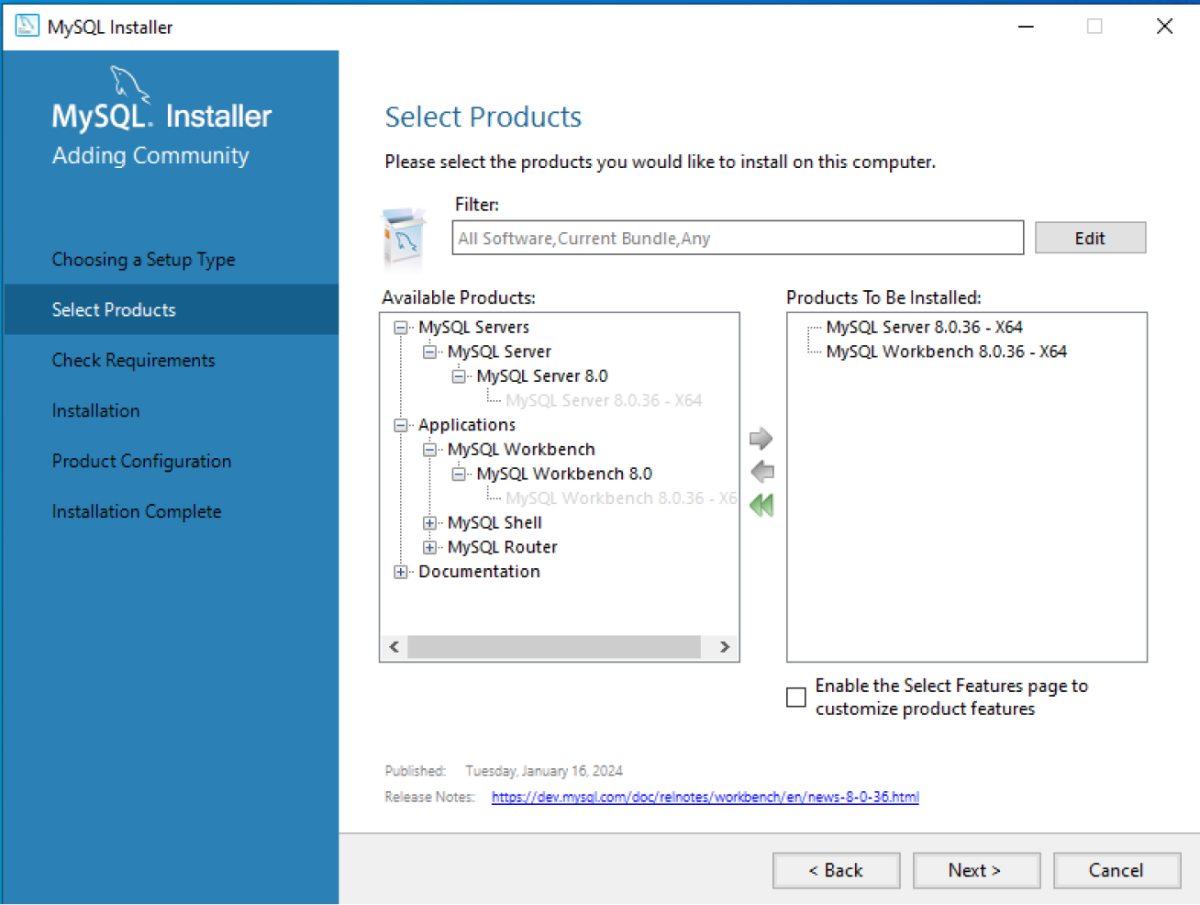 Install Products for MySQL Install Products for MySQL