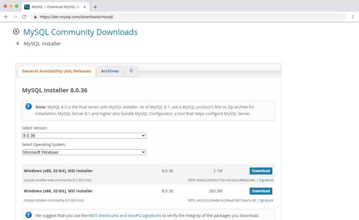 MySQL Download on macOS MySQL Download on macOS