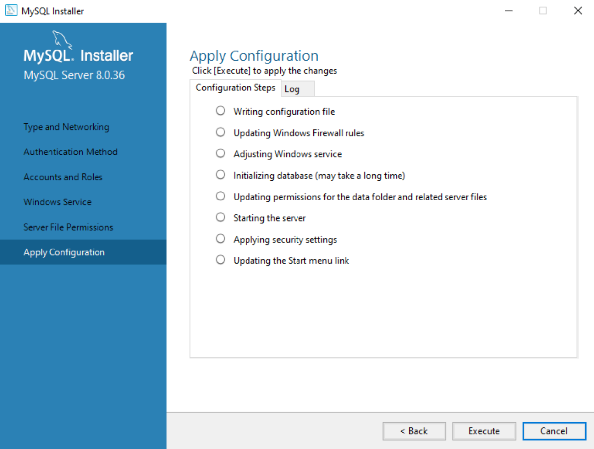 MySQL Server Configuration MySQL Server Configuration