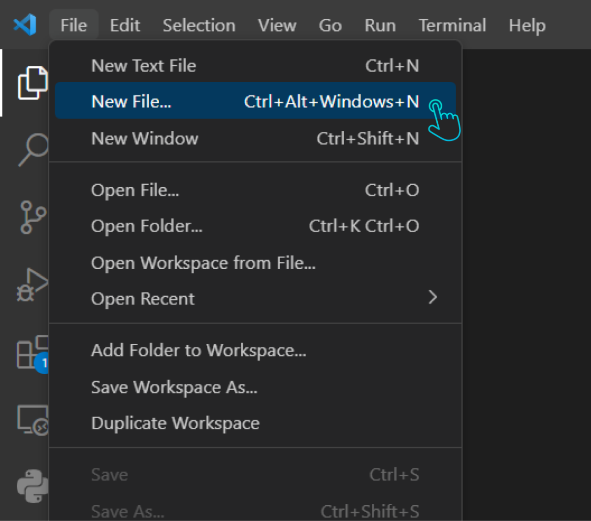 Create a New File in VS Code Create a New File in VS Code