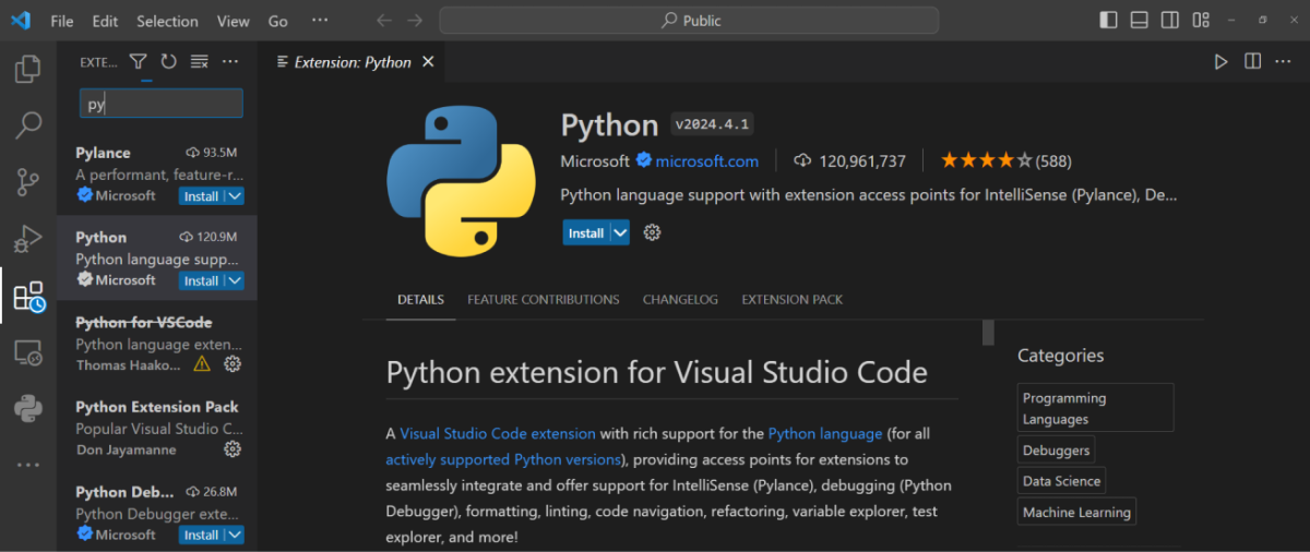 Install Python Extension Install Python Extension